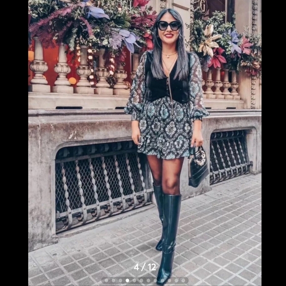Zara printed mini dress with velvet vest - Picture 12 of 13